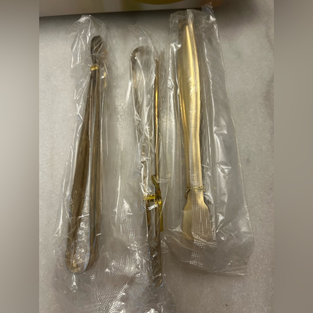 Hinmay Gold Stainless Steel Cocktail Mini Tongs Set - Picture 5 of 11